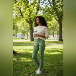 ATHLETA Brooklyn Mid Rise Green Joggers Pants Size 4/T NEW Sporty Athleisure